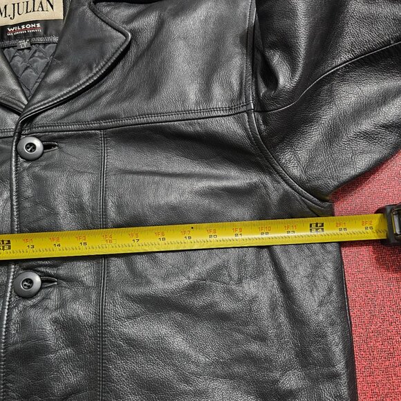 Vintage Wilsons M. Julian Jacket Black Leather Large Tall Diamond Quilted Liner - Picture 7 of 11